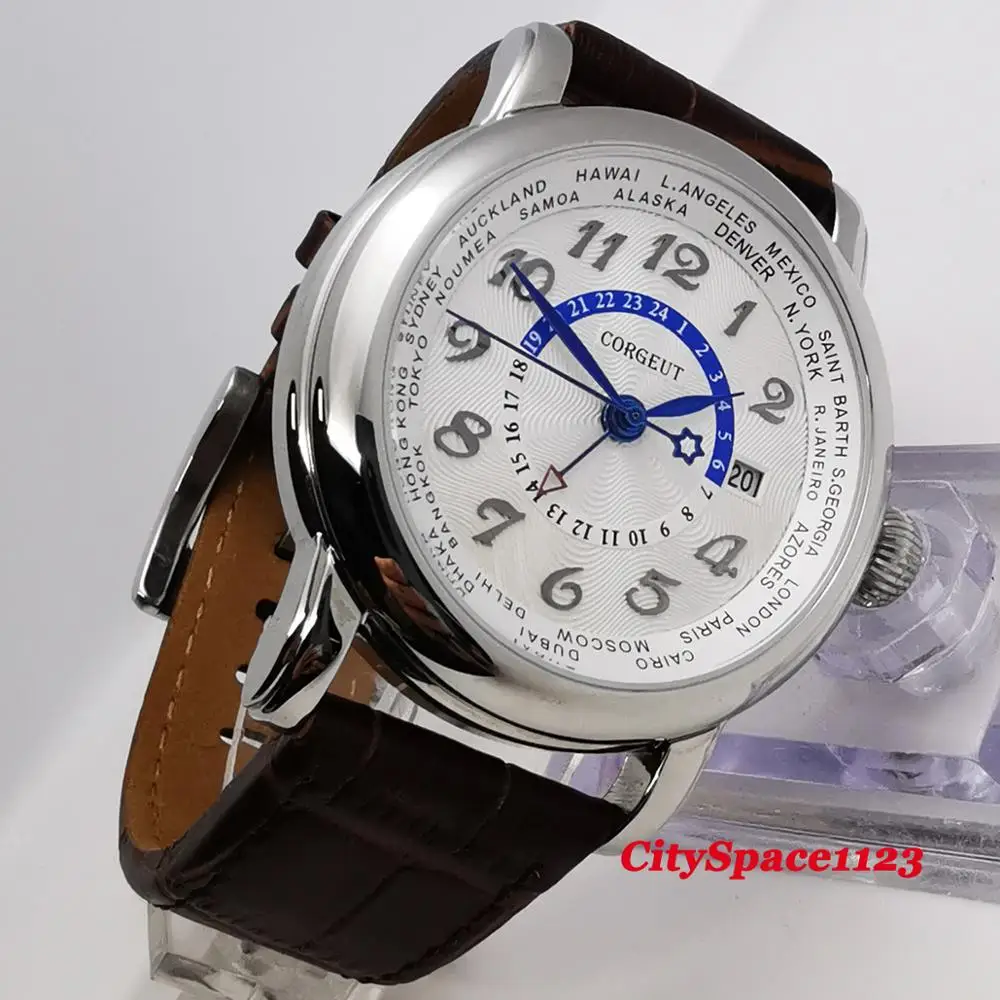 Мужские автоматические механические часы с полированным чехлом из нержавеющей