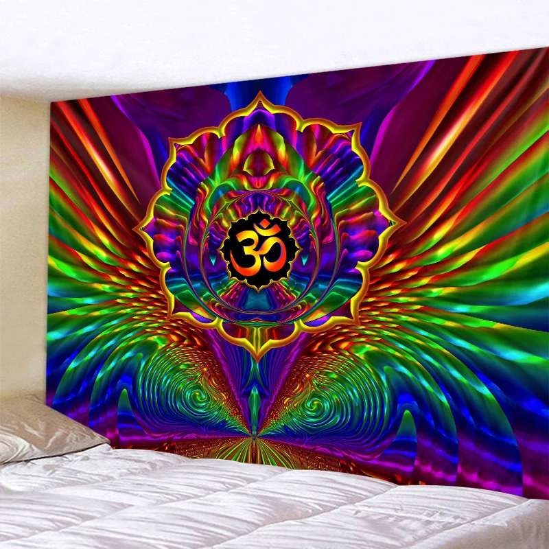 

Colorful Mandala Tapestry Psychedelic Wall Hanging Sheets Beach Rug Bohemian Hippie Tapiz Home Art Wall Decoration 8 sizes