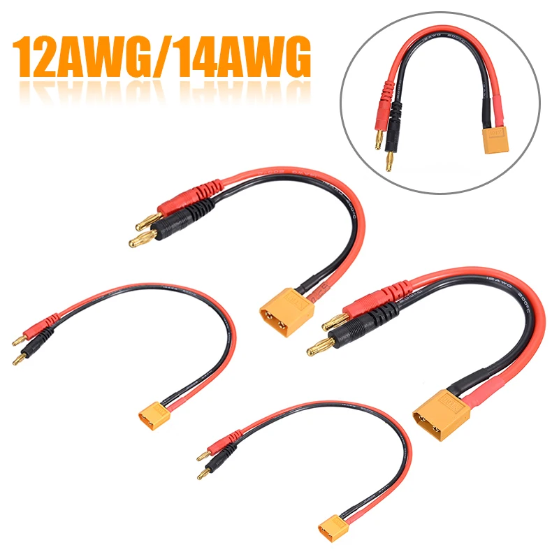 1 шт. XT60 штекер до 4 мм разъемы линия 12AWG/14AWG зарядный кабель 15 см/30 см литиевая батарея баланс зарядки адаптер линия