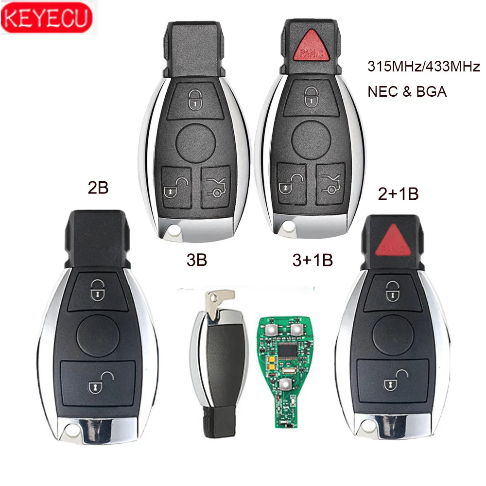 

KEYECU BGA Smart Key 2B/2+1B/ 3B/ 3+1B 315MHz/433MHz for Mercedes Benz Auto Remote Key Support NEC And BGA 2000+ Year