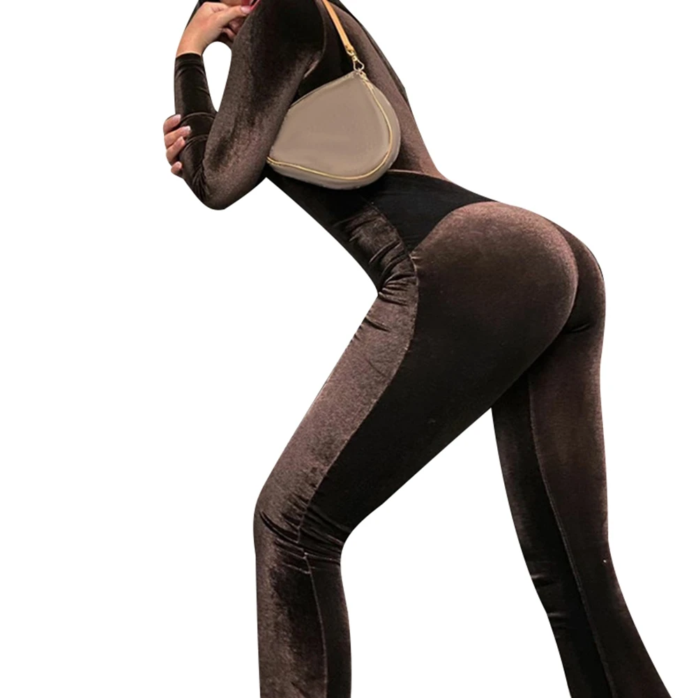 

Women acute Long Sleeve Jumpsuit Autumn Fashion Sexy Slim Zipper One-piece Pants Bodysuit Solid Color