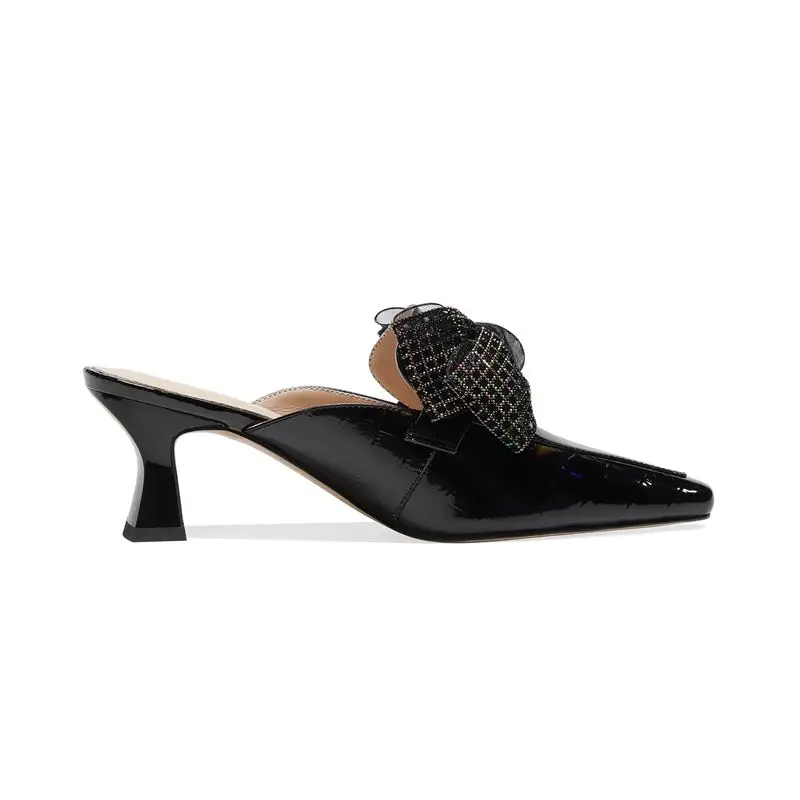 

ALLBITEFO size:34-42 genuine leather bowtie brand high heels wedding women shoes summer women slippers women sandals sandalias