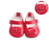 40 43 cm baby boy dolls pu red bowknot leather shoes american newborn dress shoe toys accessories fit 18 inch girls gift g6