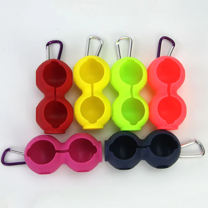 HOT 2Pcs Silicone Golf Ball Protective Cover Soft Waist Holder Sleeve storage Bag with Carabiner Keyring Golfing HV99 | Спорт и