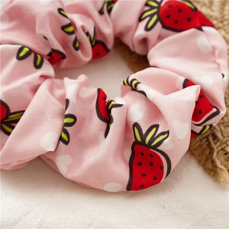 

Girls Ponytail Hair Holder Rope Women Rubber Bands Headwear Fruit Print Hair Ties Scrunchies Bands Fashion Cute Hair Accessories
