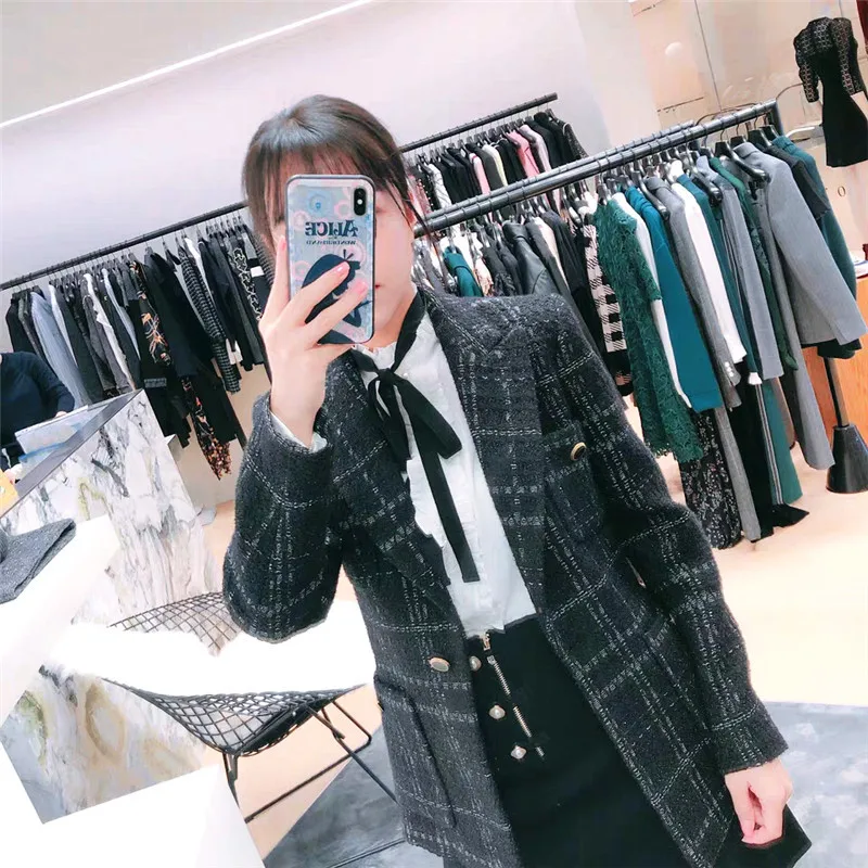 

20 Autumn And Winter New Fashion Small Fragrance Elegant Plaid Tweed Women's Jacket Commuter Double Breasted Small Suit CoatC060