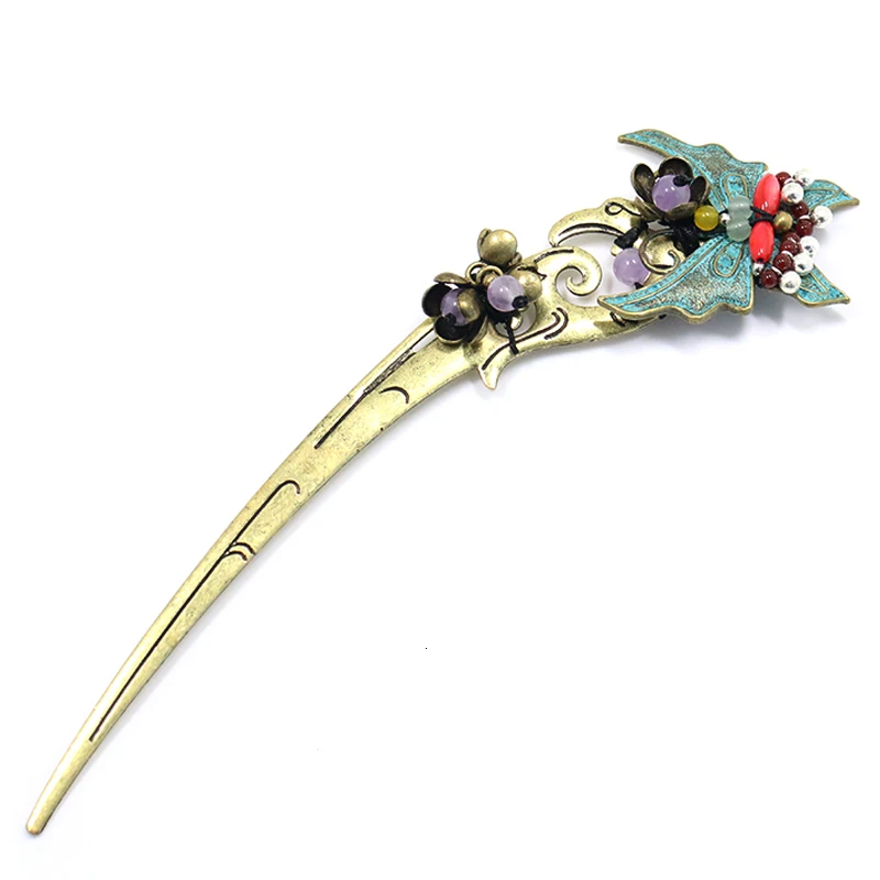 Этническая бабочка палочка для волос бронзовый сплав китайский стиль