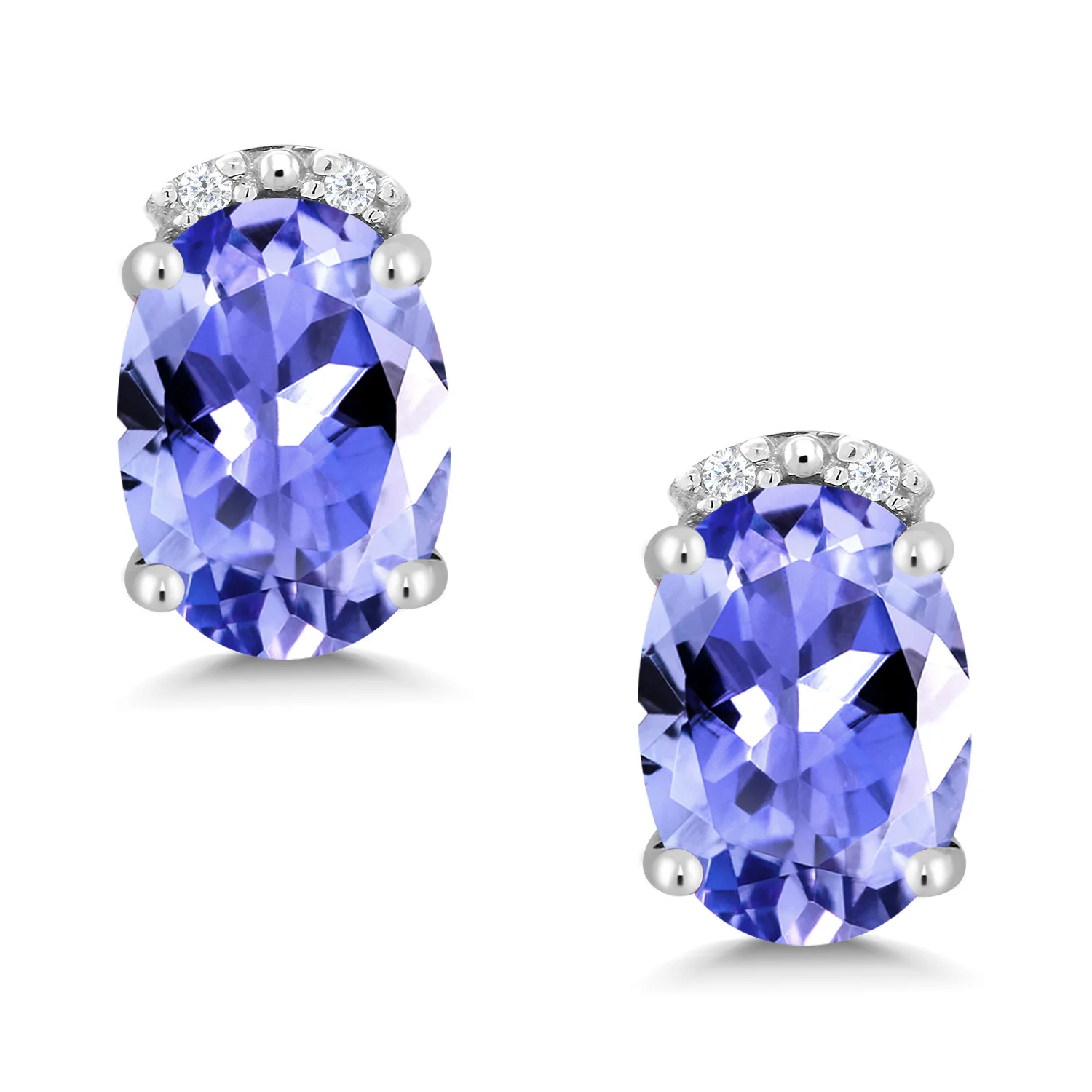 Серьги гвоздики GemStoneKing 1 53 карат Овальные натуральный голубой танзанит белый