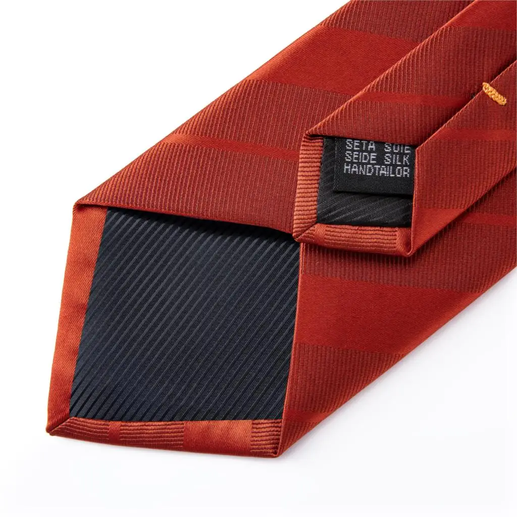 

New Designer Mens Necktie Red Solid Striped Wedding Tie For Men Hanky Cufflinks Silk Tie Set DiBanGu Business Party MJ-7223