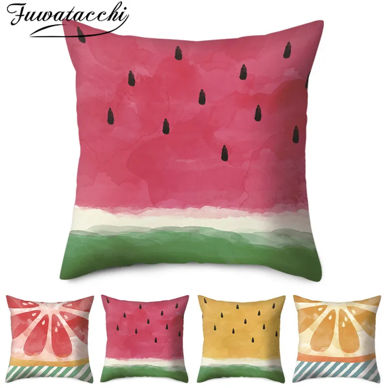 

Fuwatacchi Watermelon Cushion Cover Fruit Picture Printed Pillow Covers for Home Sofa Car Decoative Throw Pillowcase 45*45cm