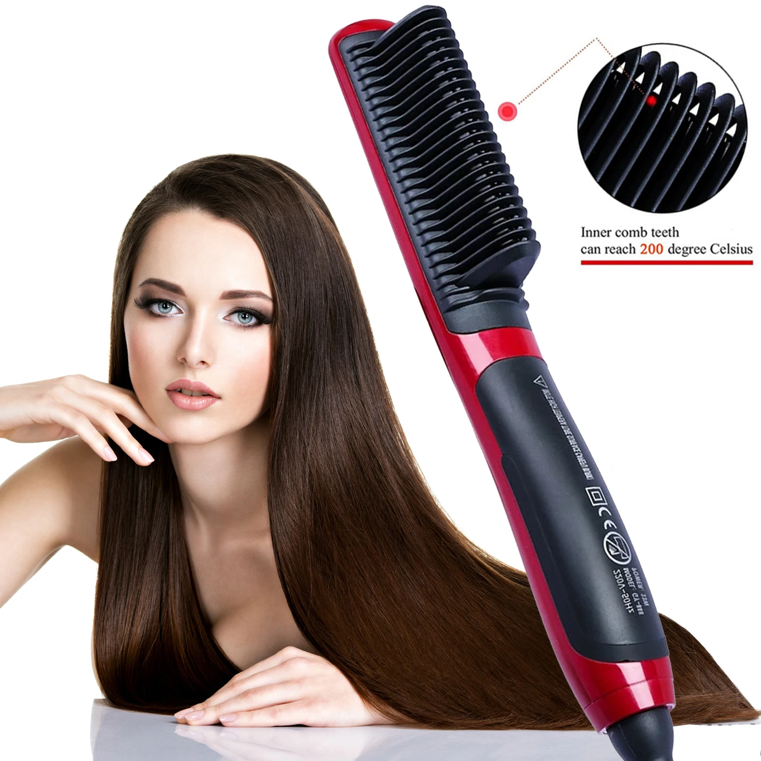 Professional 2-way Rotating Hair Curler Brush Straightener M