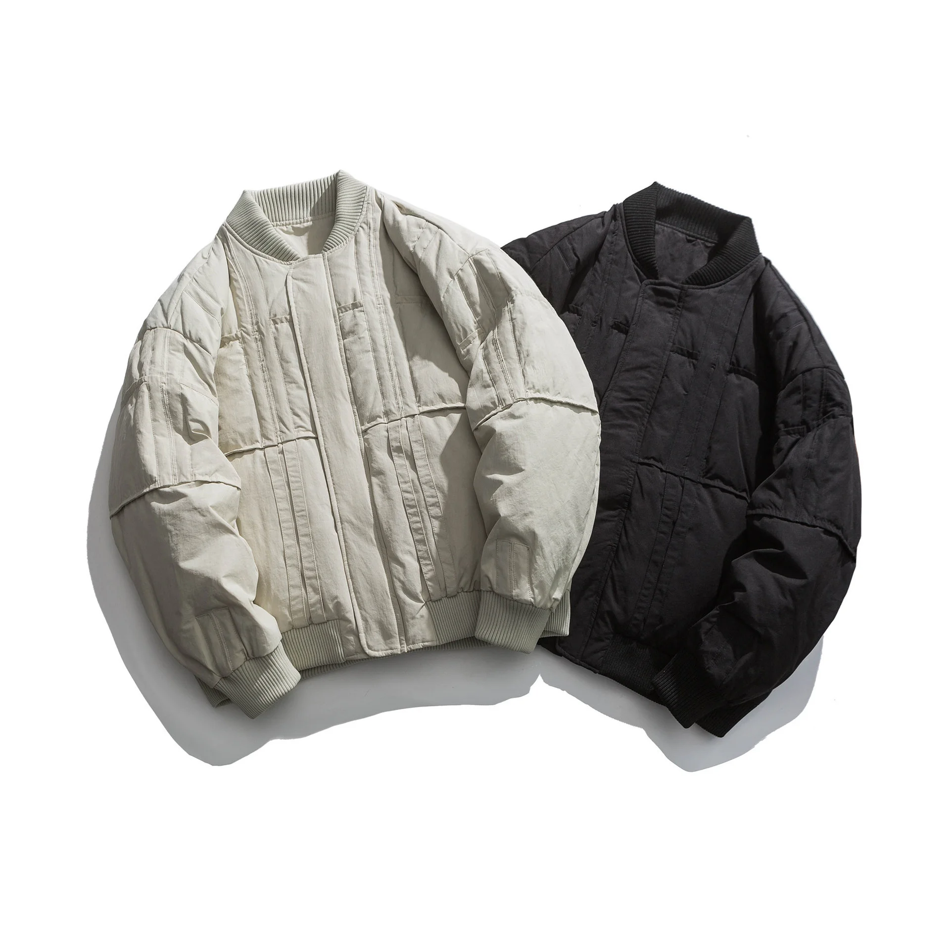 Летная куртка в стиле Харадзюку на белом утином пуху Мужская брендовая простая