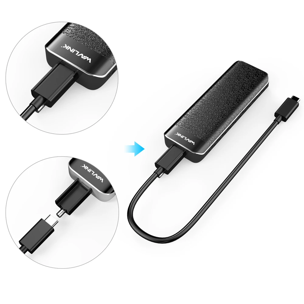 Корпус Wavlink USB 3 1 Gen 2 к NVMe высокоскоростной корпус M.2 Mkey до 10 Гбит/с для Microsoft Windows и Mac