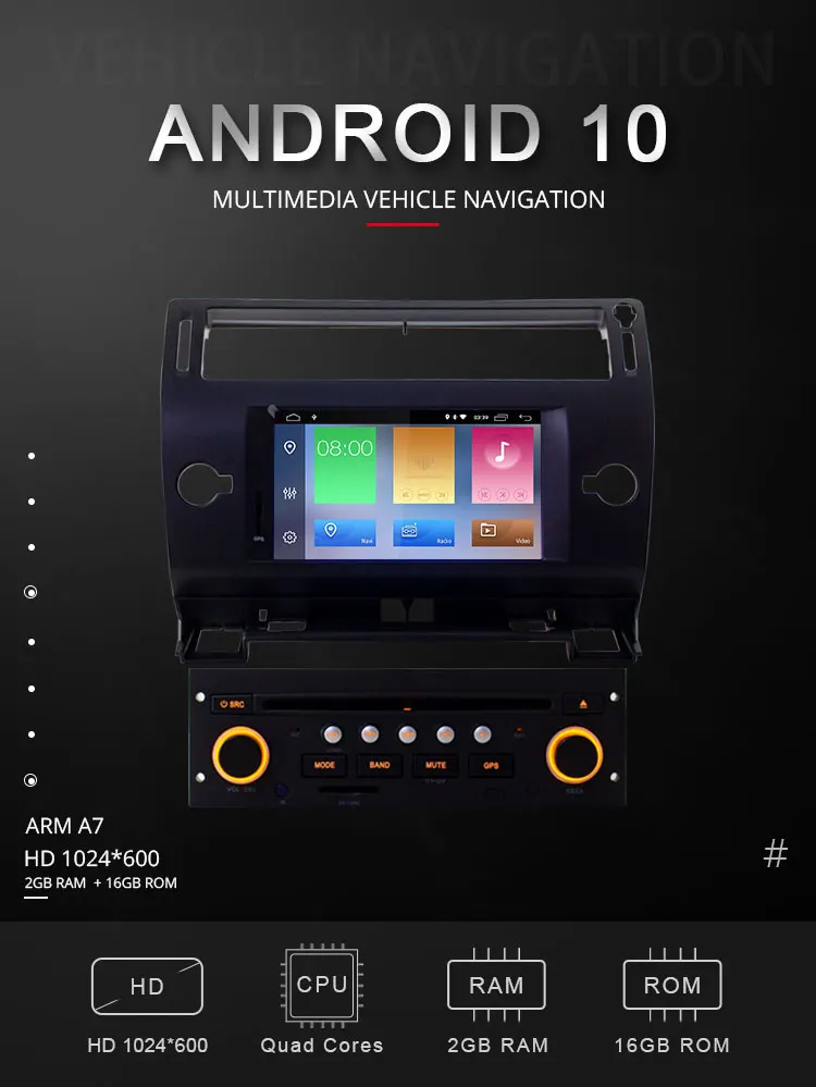 Topsna Android 10 автомобильный dvd-плеер для Citroen C4 Quatre Triumph 2004-2012 gps навигация авто мультимедийная лента рекордер Авто wifi