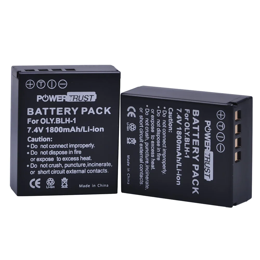 2battery PowerTrust 2 шт. BLH-1 BLH1 BLH 1 сменная батарея и ЖК-USB двойное зарядное устройство для камеры Olympus E-M1 Mark II - Цвет: 2battery