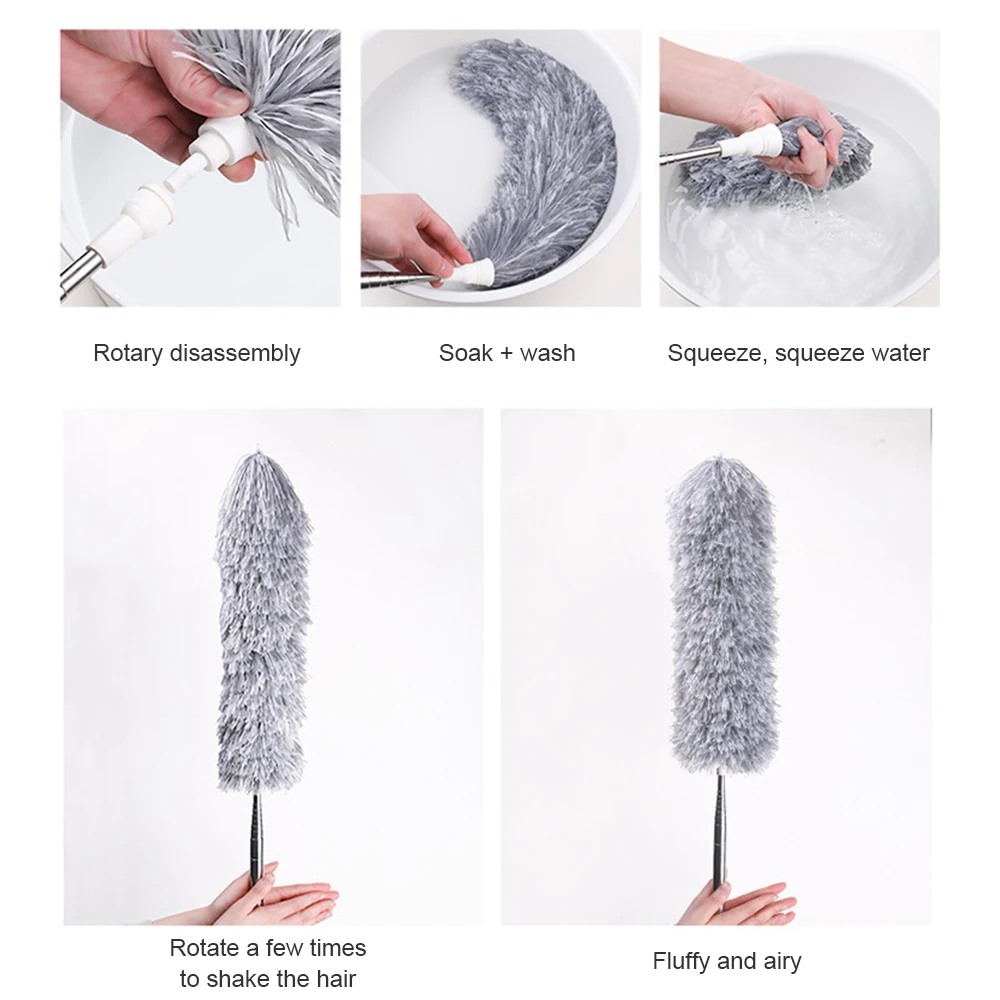 

Extendable Feather Duster with Telescopic Pole Household Dust Brush Cleaner Microfiber Duster Washable Dust Rmover Cleaning Tool