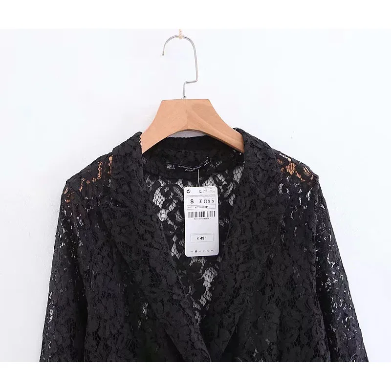 2019 Ретро шикарное двубортное пальто с лацканами длинным рукавом Femme Модные