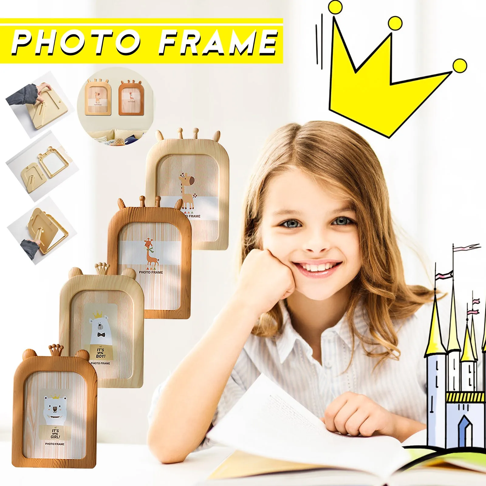 5x7 Quality Vintage Photo Frame Home Decor Retro Wooden Children Cartoon Recommendation Pictures Frames Gift Baby Room |