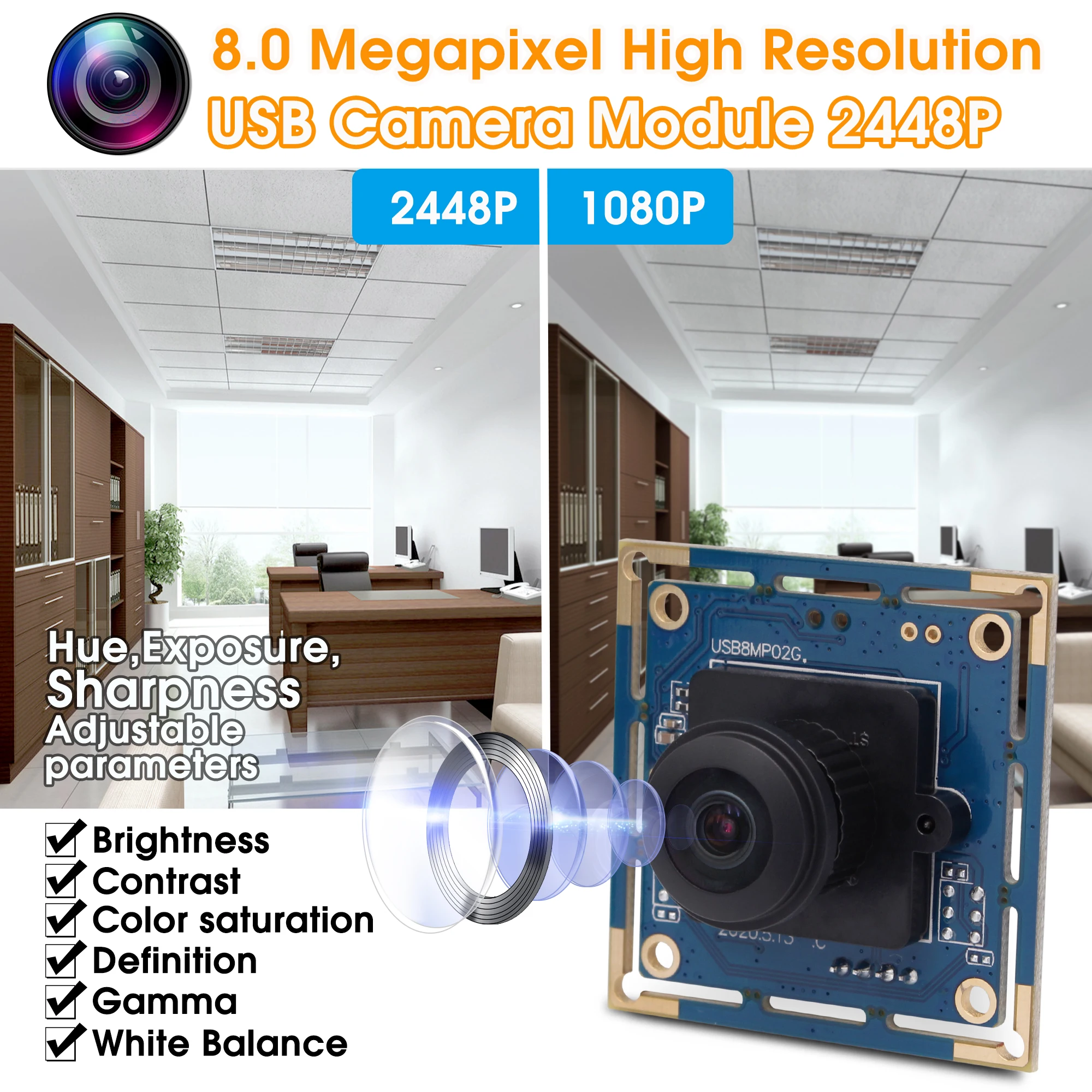 ELP широкоугольная веб-камера 180 градусов Рыбий глаз объектив USB 8MP 3264X2448 Mjpeg Sony IMX179