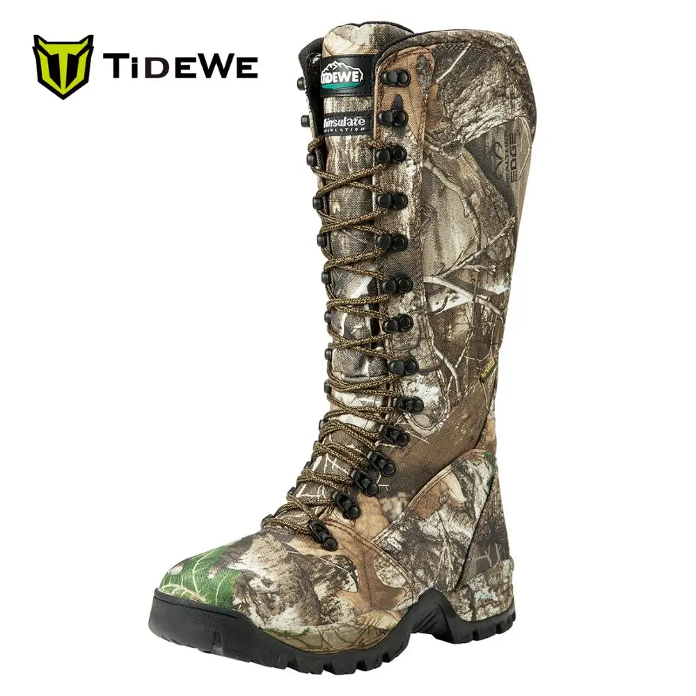 TideWe/мужские охотничьи ботинки, утепленные, 400 г, 600D, прочные, нейлоновые, противоскользящие, 40 см, дышащие, с боковой молнией, Realtree Edge, камуфляжные, охотничьи ботинки