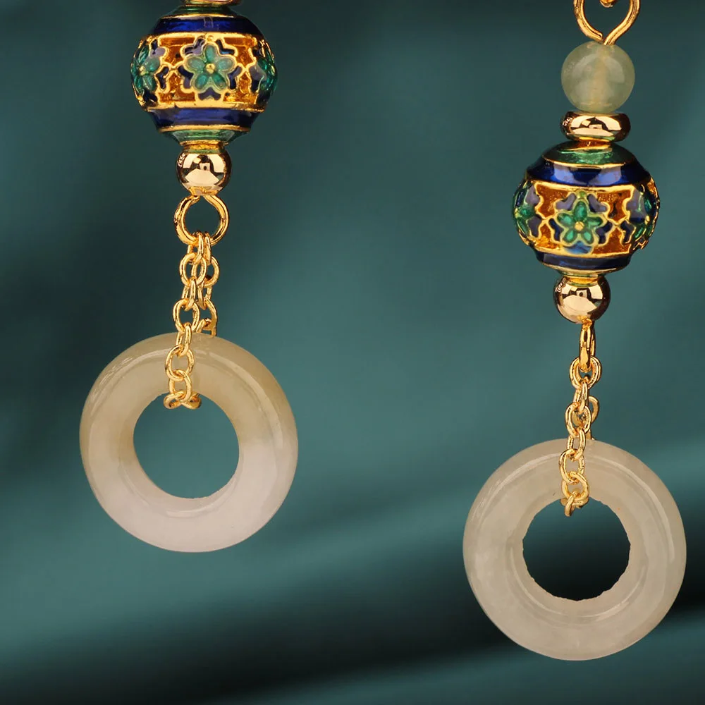 Модные Винтажные висячие серьги из перегородчатой авантюрина с изящными