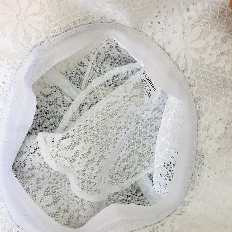 202104-YY  new spring  summer lace flower  Diamond chain brim leisure  lady bucket  cap   women  fisherman hat