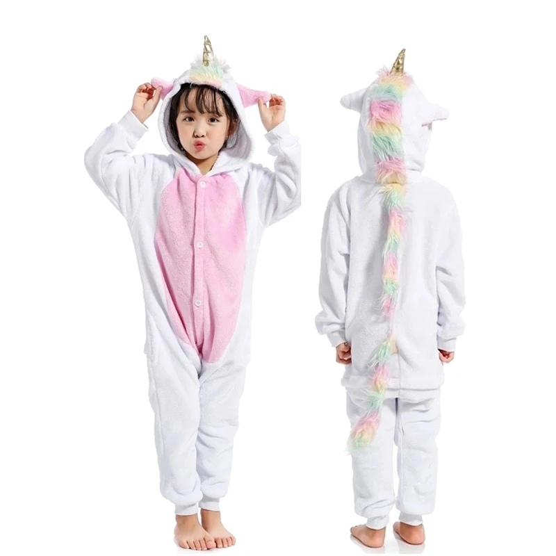 Kigurumi Boys Girls Unicorn Pajamas Animal Panda Pyjamas Onesie Kids Jumpsuit Baby Sleepwear Children Winter Sleepers Overalls | Мать и