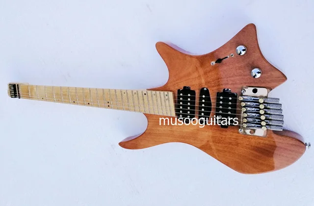 Musoo бренд fanned fret электрогитара без головки грифа с тремоло