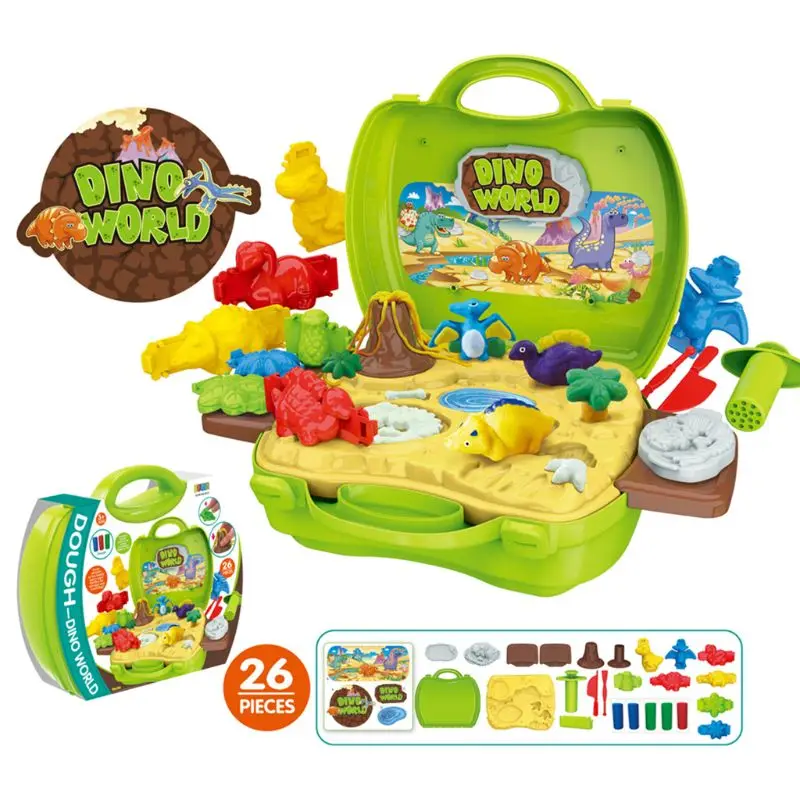 

Clay Dinosaur Toys Set Magic Modeling Clay 26 Pieces Safe & Non Toxic 3D Dinosaur Figures Kids Boys and Girls Age 3-12 Years Old