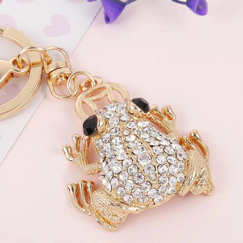 

Cute Trinket Rhinestone KeyChains Gold Coin Frog Car Animal Keyrings Bag Charm Fashion Novelty Souvenir Key Chains