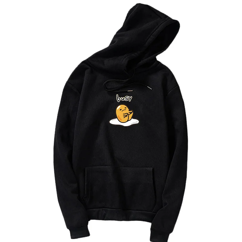 hoodies black 6 Мультяшка Гудетама Толстовка Harajuku Осень-зима длинный рукав плюс бархат Корейская одежда новые толстовки женские Kawaii Camiseta Muje - Цвет: hoodies black 6