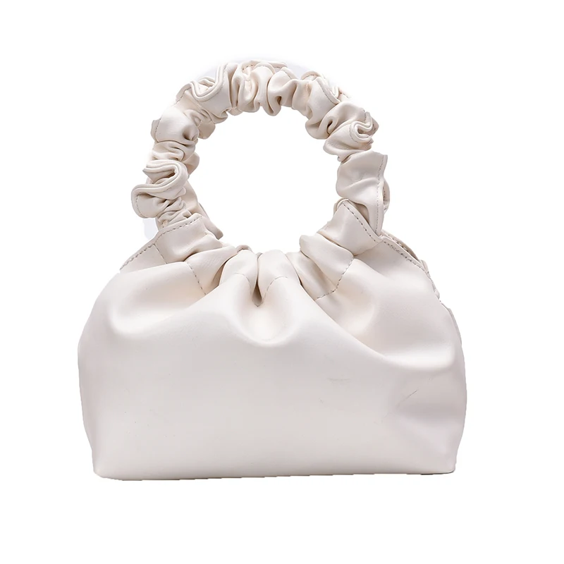 

Women Cute Wrinkled PU Leather Tote Bags 2020 Solid Color Shoulder Messenger Bag Female Handbags and Purses Travel Totes