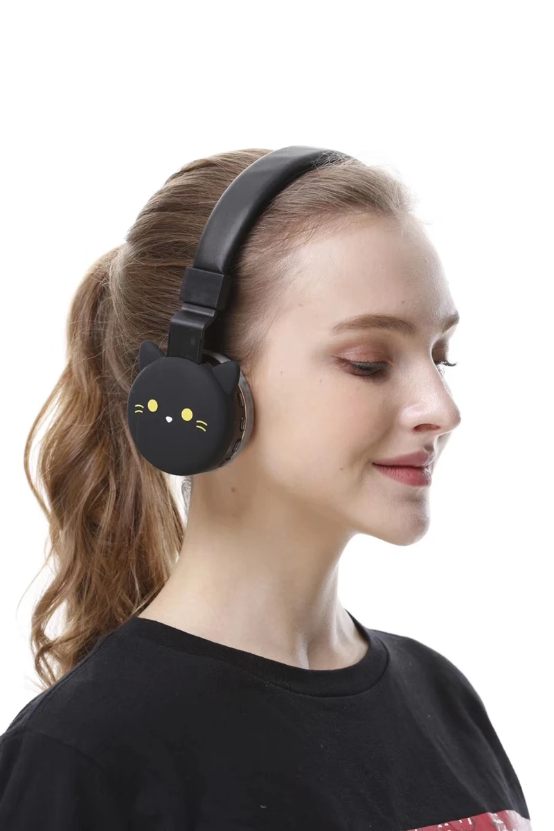 Милые детские наушники для девочек с рисунками из мультфильмов, 3D кошачий кролик, животное, Беспроводная музыкальная гарнитура, игровая гарнитура для мобильного телефона, MP3 PC