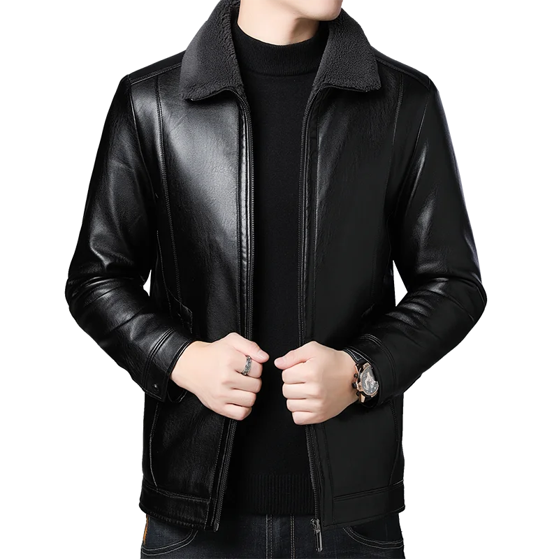 Новинка 2019 мужское пальто из натуральной кожи короткая мужская куртка овчины