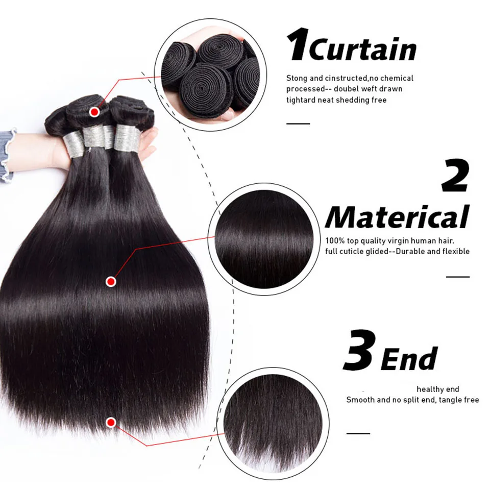 30 дюймов пучки с закрытием прямые человеческие волосы Maxine Remy наращивание волос 40