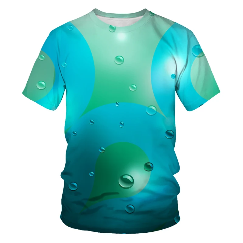 

Summer creative water drop graphic T-shirt 3D printing popular men's T-shirt outdoor O-neck casual loose and fun oversized T-shi