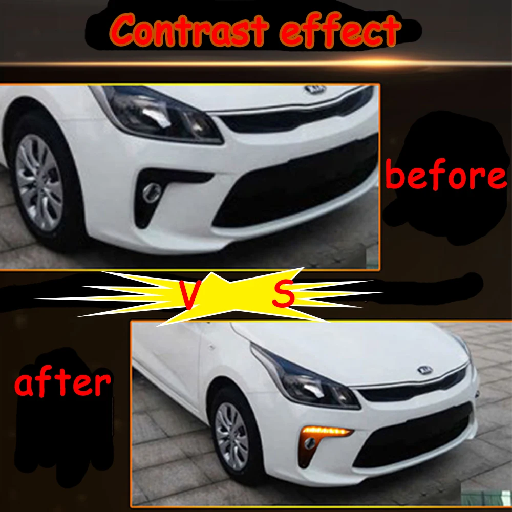 

Car style Turn signal Function LED DRL LED Daytime Running Lights for Kia K2 RIO 2017 2018 replace original fog lamp covers hole