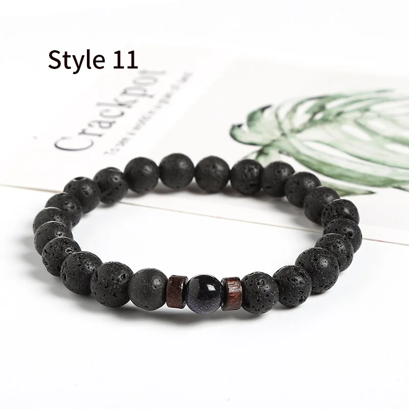 Style 11 JD мужской браслет, натуральный Императорский камень, бусина, тибетский Будда, браслет, чакра, лавовый камень, диффузный браслет, мужские ювелирные изделия, подарок - Окраска металла: Style 11
