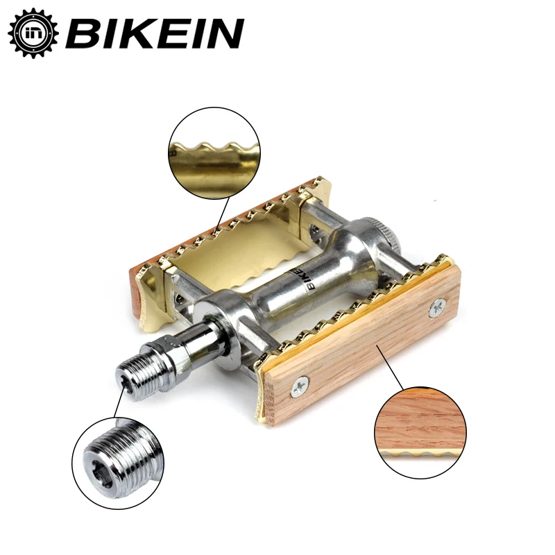 Велосипедные педали BIKEIN MTB классические деревянные в стиле ретро с плоской