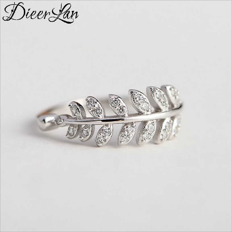 DIEERLAN Ретро Винтажные Ювелирные изделия серебряного цвета кристалл лист Кольца
