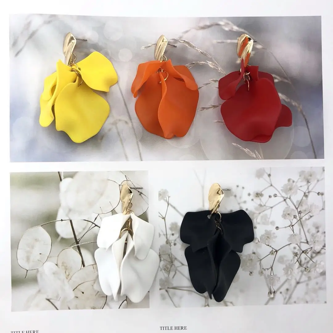 Aretes de mujer, современный стиль, дизайн, большие красные лепестки роз, серьги с кисточками, тренд, темперамент, летние корейские серьги для женщин