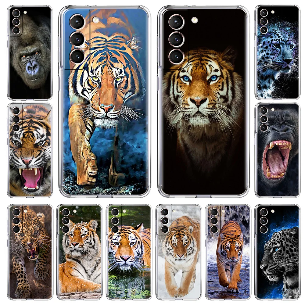 

Tiger Leopard GORILLA Animal Luxury Silicone Clear Phone Case For Samsung Galaxy S20 FE S21 Ultra S10 Plus S10E S21+ Soft Cover