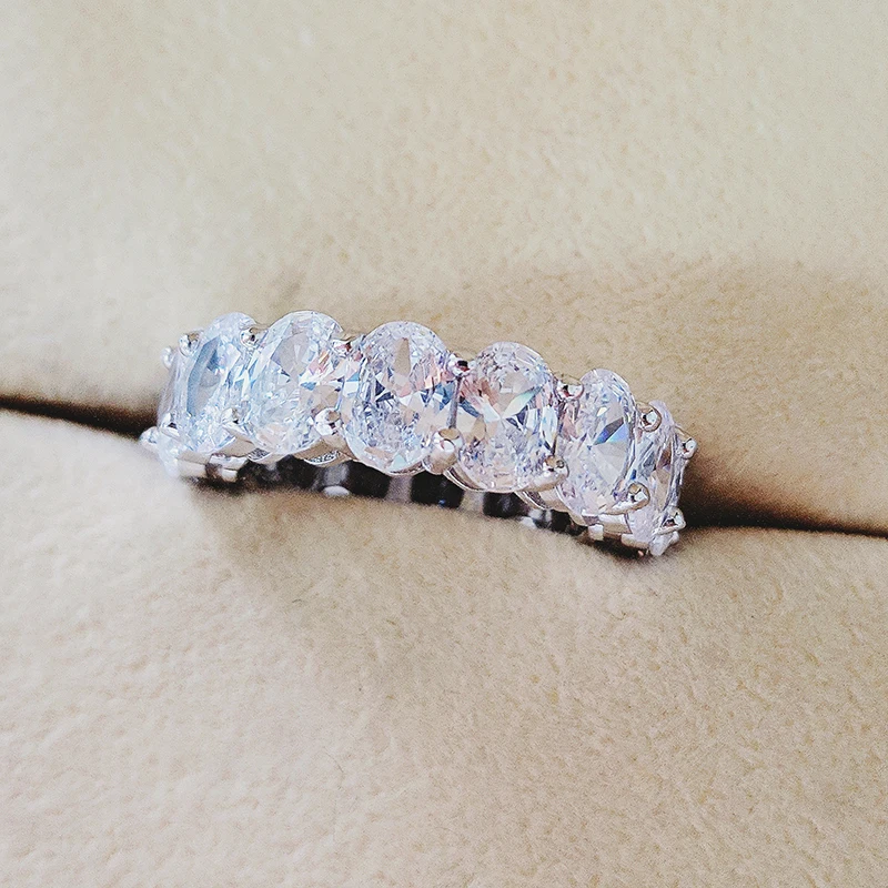 fashion solid 925 sterling silver oval zircon wedding eternity band for women anniversay party gifts luxury jewelry R5343S