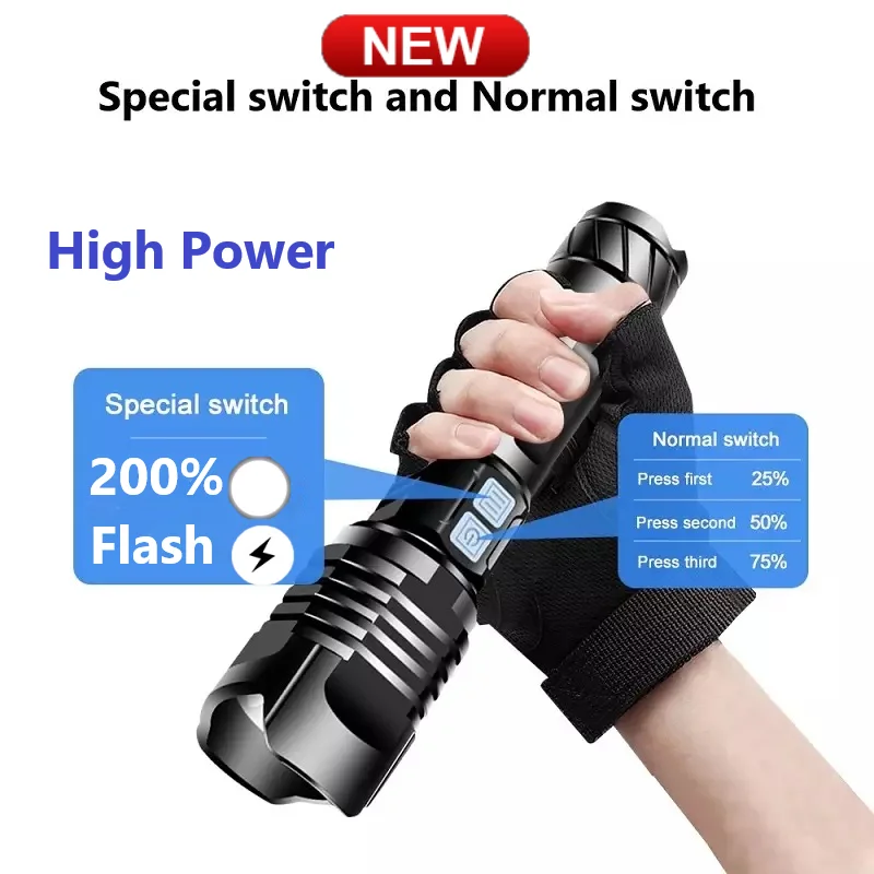 600000 Glare XHP190 Most Powerful Led Flashlight 18650 XHP90 High Power Tactical USB Rechargeable Hunting Torch light | Освещение