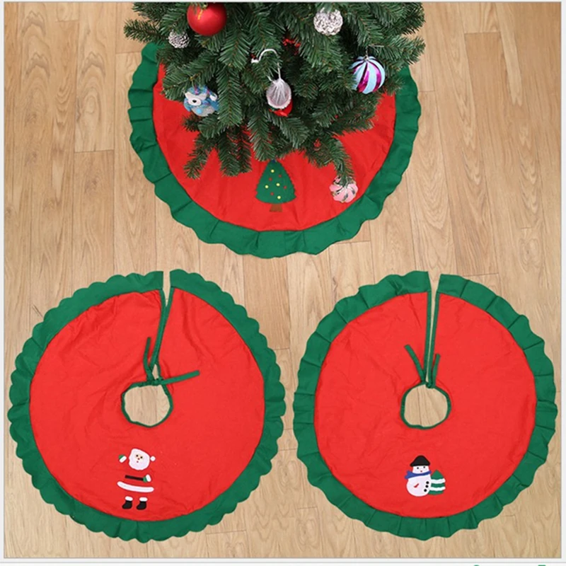 

1Pc 90x90cm Christmas Tree Skirt Santa Claus Snowman Non-woven Fabric Tree Skirt New Year Decor Christmas Decorations For Home