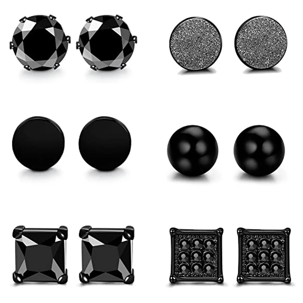 Набор серег гвоздиков из нержавеющей стали для мужчин и женщин комплект с