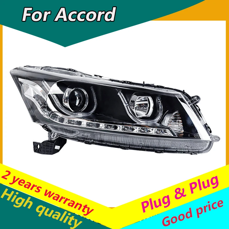 

KOWELL Car For Honda Accord 8th headlights Assembly 2008-2012 LED headlight U Angel Eye LED Q5 bi xenon lens h7 D2H Front