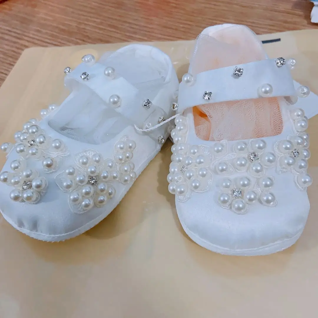 Новинка детские туфли Dollbling белого цвета жемчужные ручной работы для крещения
