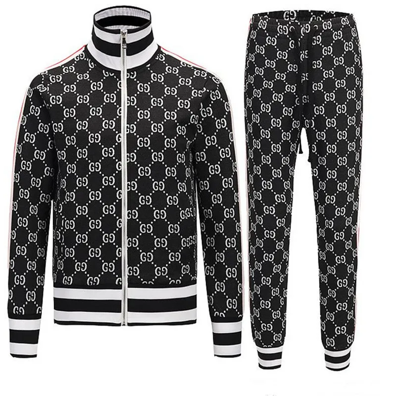 

New Hombre Fashio Men Sets 2 Pieces Sets Tracksuit Men's Clothing Jackets+Pants Pullover Sportwear Gentlemen Plaid Mens Clothes