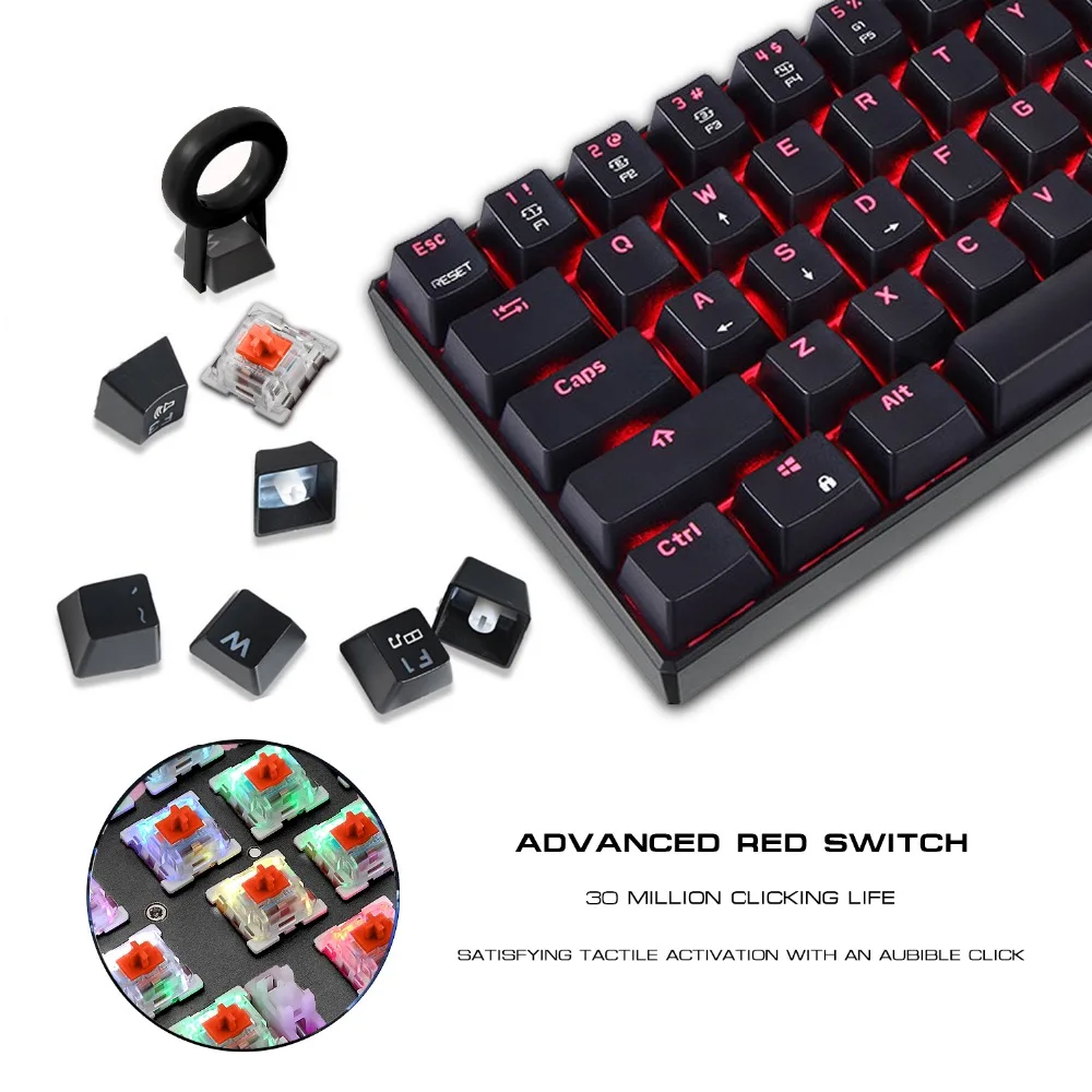 Motospeed CK61Gaming механическая клавиатура Английский красный переключатель синие металлические Проводные светодиодный фоновая подсветка RGB Anti-Ghosting для геймера